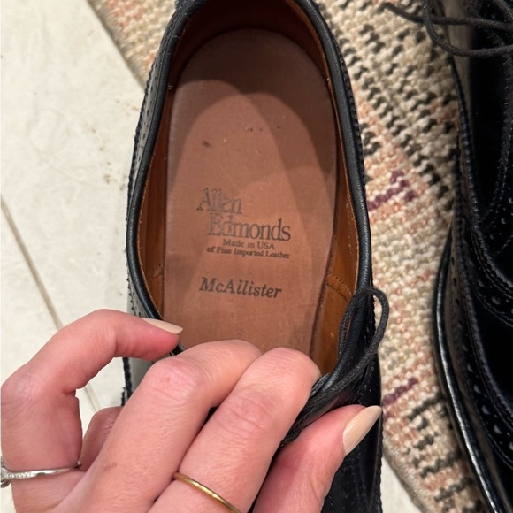Allen Edmonds McAllister Black Wingtip Brogues Dress Shoes Lace - Picture 5 of 9